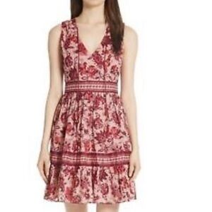 Kate Spade New York Sleeveless Paisley Blossom Dress Conch Shell Womens  Sz 6